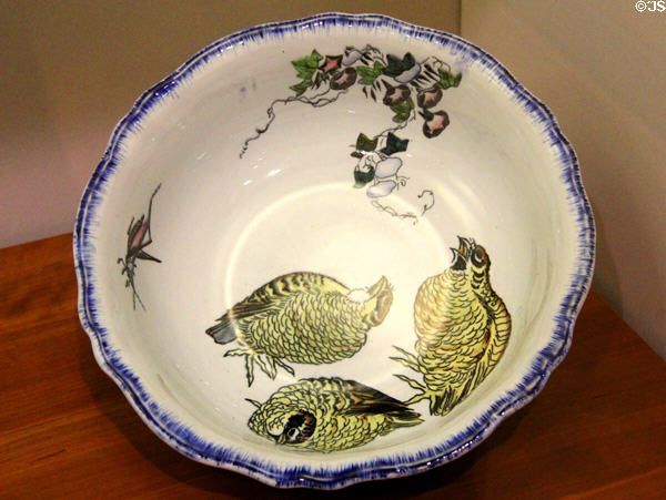 Porcelain bowl with quail (1866) by Félix Bracquemond for Service Rousseau at Petit Palace Museum. Paris, France.
