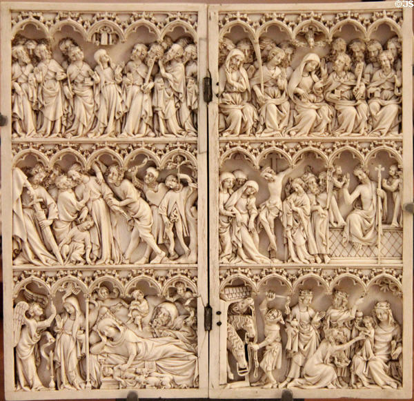 Ivory diptych with Passion of Christ (c1370-80) from Paris at Petit Palace Museum. Paris, France.