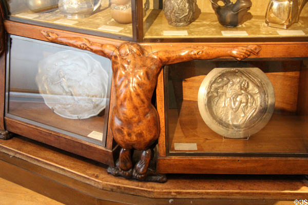 Carving detail of display cabinet (1893) by François-Rupert Carabin at Petit Palace Museum. Paris, France.