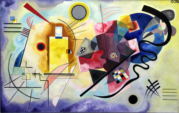 Yellow-Red-Blue painting (1925) by Vassily Kandinsky at Georges Pompidou Center. Paris, France.