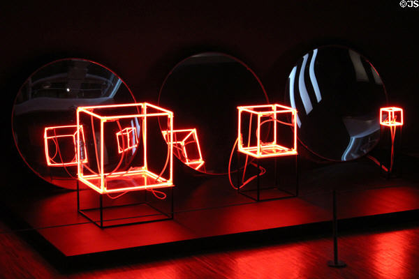 Identity no.2 neon sculpture (1973) by Piotr Kowalski at Georges Pompidou Center. Paris, France.