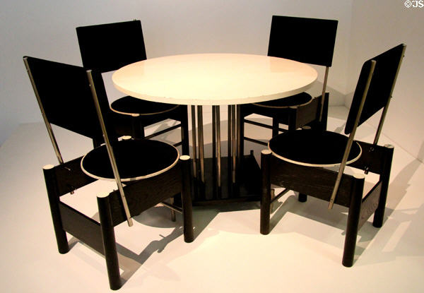 Dining table & chairs of Kandinsky from Dessau (c1926) by Otto Bedelind at Georges Pompidou Center. Paris, France.