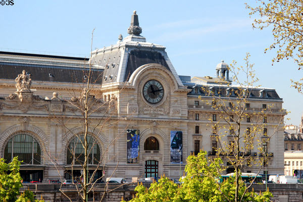 Beaux-Arts exterior clock facade of Musée d'Orsay, former Gare d'Orsay railway station. Paris, France.