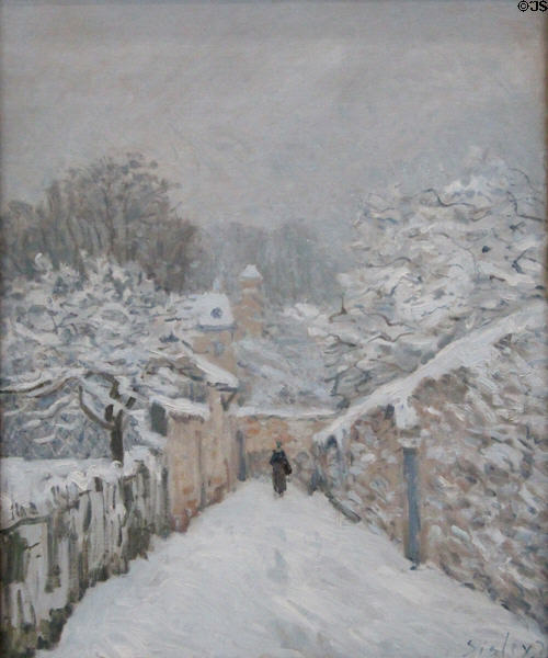 Snow at Louveciennes painting (1878) by Alfred Sisley at Musée d'Orsay. Paris, France.