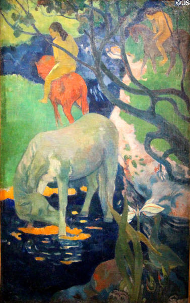 Le Cheval blanc (White Horse) painting (1898) by Paul Gauguin at Musée d'Orsay. Paris, France.