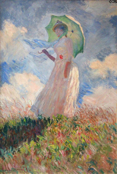 Woman with Umbrella painting (1886) by Claude Monet at Musée d'Orsay. Paris, France.