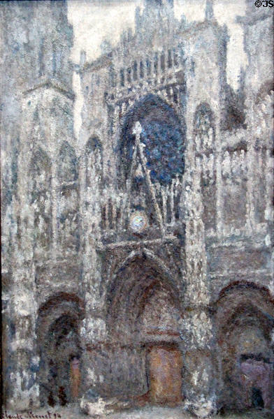 Rouen Cathedral Portal in gray weather painting (1894) by Claude Monet at Musée d'Orsay. Paris, France.