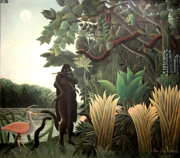 Snake Charmer painting (1907) by Henri Rousseau at Musée d'Orsay. Paris, France.
