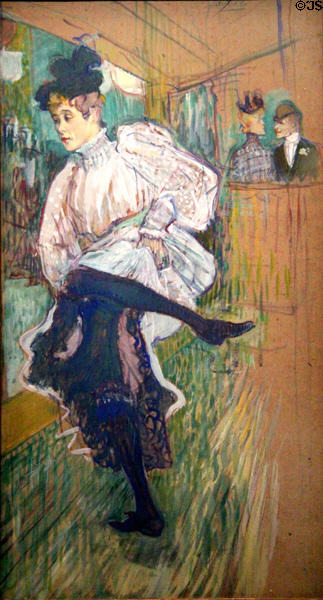 Jane Avril dansant (dancing) painting (c1892) by Henri de Toulouse-Lautrec at Musée d'Orsay. Paris, France.