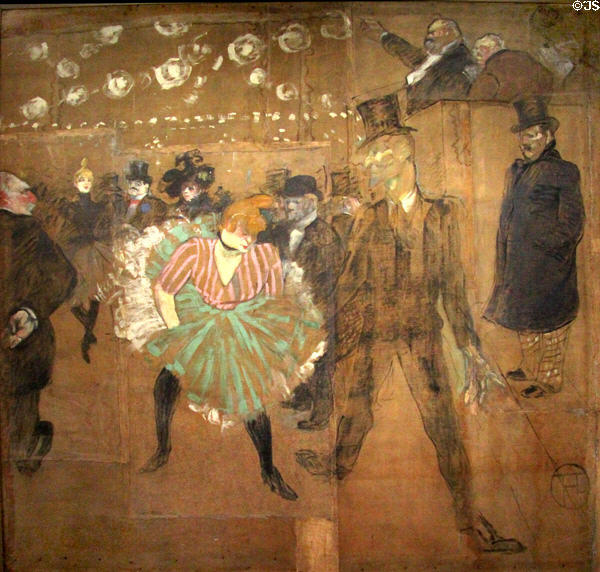 La Danse au Moulin Rouge (aka La Goulue et Valentin le désossé) painting (1895) by Henri de Toulouse-Lautrec at Musée d'Orsay. Paris, France.