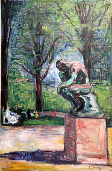Rondin's Thinker painting (c1907) by Edvard Munch at Rodin Museum. Paris, France.