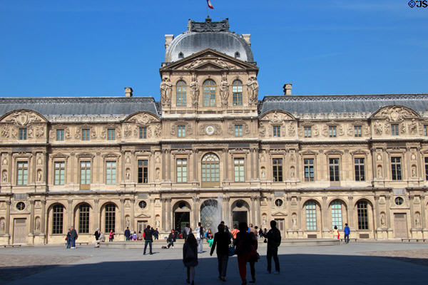 Lescot wing (1552-3) built under François I facing square courtyard (cour carrée) of Louvre Palace. Paris, France.