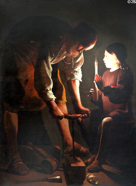 St Joseph the Carpenter painting (c1642) by Georges de la Tour at Louvre Museum. Paris, France.