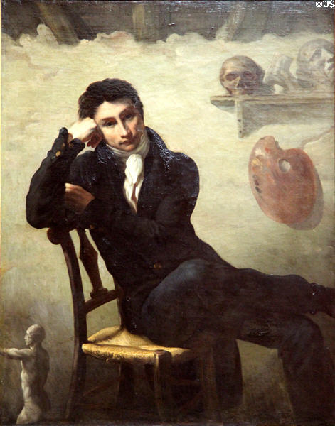 Portrait of an artist in his studio painting attrib. Théodore Géricault at Louvre Museum. Paris, France.