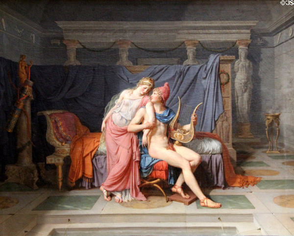 Courtship of Paris & Helen painting (1788) by Jacques-Louis David at Louvre Museum. Paris, France.