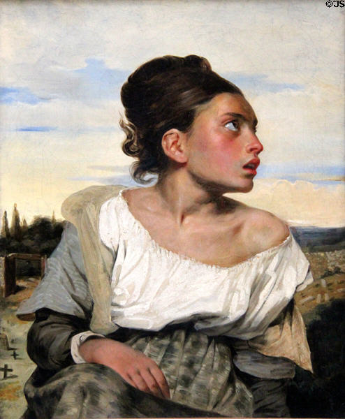 Young Orphan at Cemetery painting (c1824) by Eugène Delacroix at Louvre Museum. Paris, France.
