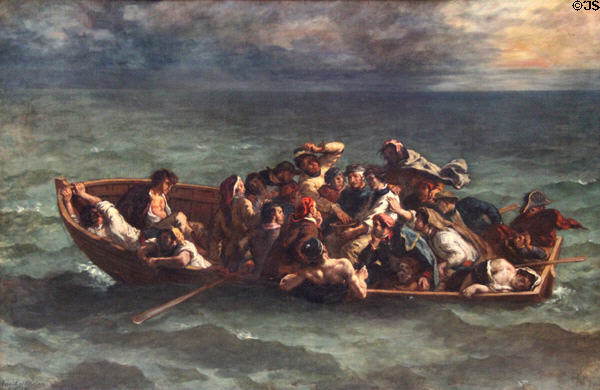 Shipwreck of Don Juan painting (1841) by Eugène Delacroix at Louvre Museum. Paris, France.