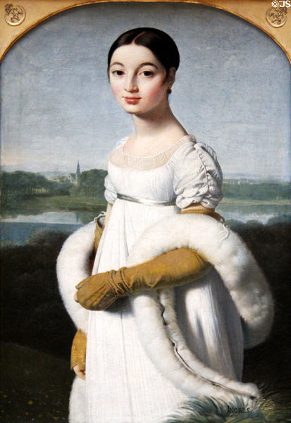 Portrait of Mlle. Caroline Rivière (1806) by Jean-Auguste-Dominique Ingres at Louvre Museum. Paris, France.