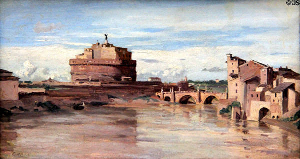 Castle St Angelo over the Tiber in Rome painting (1826-8) by Camille Corot at Louvre Museum. Paris, France.