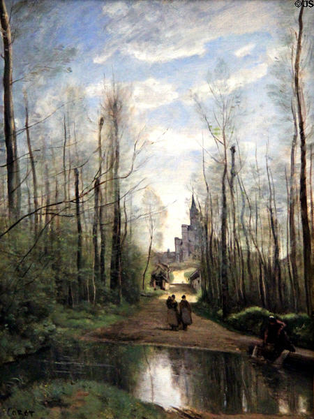Church of Marissel near Beauvais painting (1866) by Camille Corot at Louvre Museum. Paris, France.