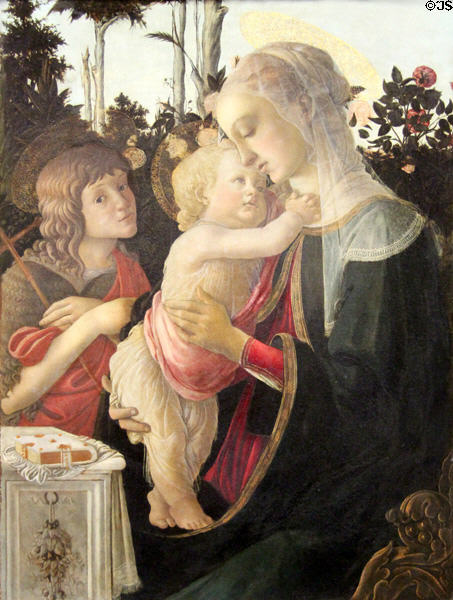 Virgin & Child with young John the Baptist painting (1470-5) by Sandro Botticelli at Louvre Museum. Paris, France.