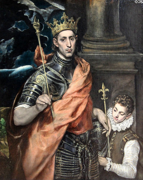St Louis, King of France with a Page painting (1585-90) by El Greco at Louvre Museum. Paris, France.