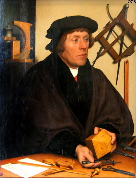 Portrait of Nicholas Kratzer, astronomer (1528) by Hans Holbein the Younger at Louvre Museum. Paris, France.