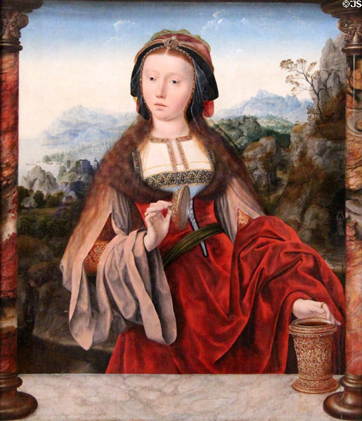St Madeleine painting (c1517-25) by Quentin Metsys at Louvre Museum. Paris, France.
