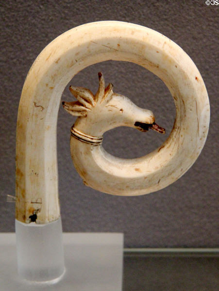 Ivory head of Bishop's staff (Crosier) (end 12th C) from Italy at Louvre Museum. Paris, France.