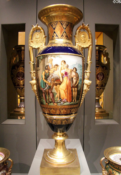 Vase with image of Angelique & Medor made in Paris at Louvre Museum. Paris, France.