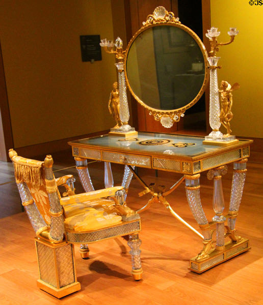 Crystal toilette table & chair (c1819) by L'Escalier de Cristal of Paris under Marie-Jeanne-Rosalie Desarnaud-Charpentier at Louvre Museum. Paris, France.