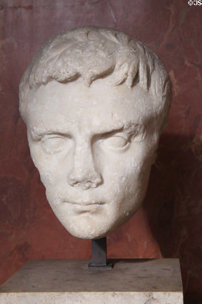 Marble portrait of Octavian (63 BCE-14 CE) who later became Emperor Augustus at Louvre Museum. Paris, France.