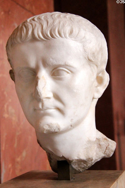 Roman Emperor Tiberius (ruled 14-37 CE) portrait head (c13 CE) from Asia Minor at Louvre Museum. Paris, France.