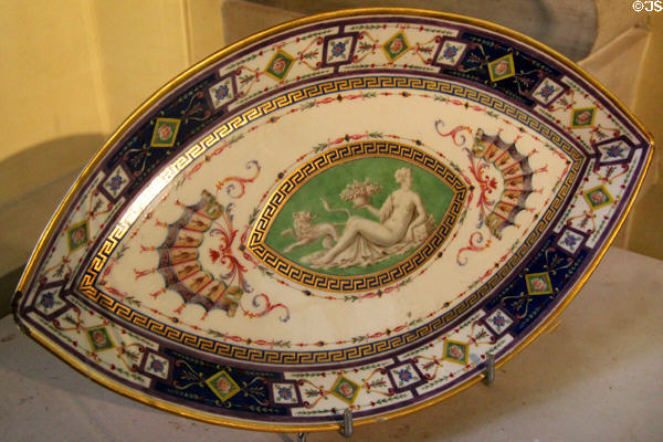 Sèvres porcelain Arabesque pattern saucer plate (c1780) at Sèvres National Ceramic Museum. Paris, France.