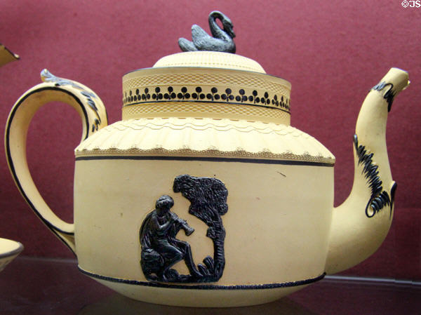 Sèvres stoneware teapot (c1801-8) by Manuf. Lambert of Sèvres at Sèvres National Ceramic Museum. Paris, France.