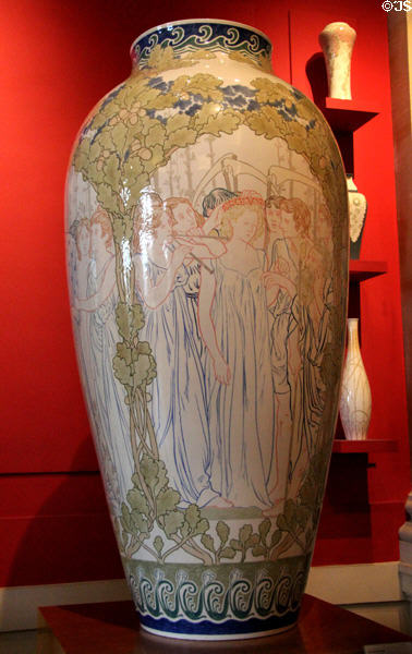Sèvres porcelain Beauvais vase with epic poems theme (1901) by Eugène Simas at Sèvres National Ceramic Museum. Paris, France.