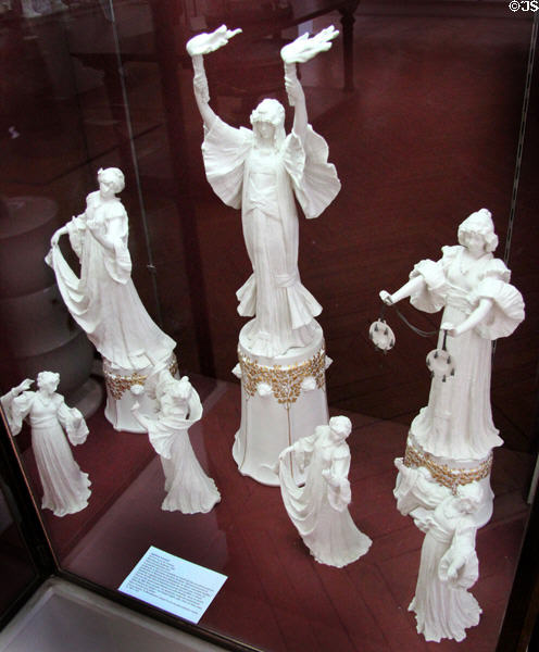 Sèvres porcelain bisque dancer statuettes (1900) by Agathon Léonard at Sèvres National Ceramic Museum. Paris, France.
