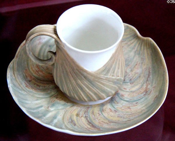Sèvres porcelain fennel cup & saucer (1900-2) by Léon Kann at Sèvres National Ceramic Museum. Paris, France.