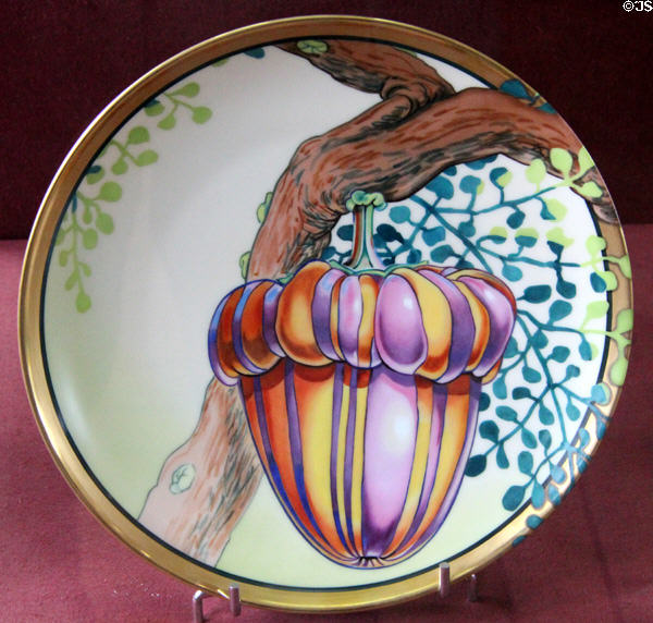 Sèvres porcelain desert plate of service Diane (2014) by Hilton McConnico at Sèvres National Ceramic Museum. Paris, France.