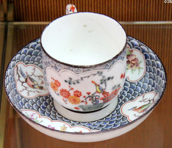 Porcelain Chinese-style cup & saucer (1752) from Vincennes at Sèvres National Ceramic Museum. Paris, France.