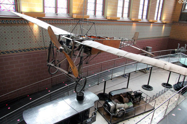 Blériot XI French monoplane used by Louis Blériot for first flight across English Channel (July, 25 1909) at Arts et Metiers Museum. Paris, France.
