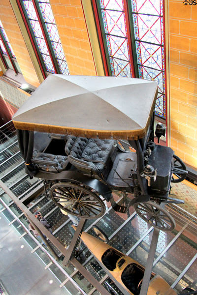 Panhard & Levassor type M2E motor car (1896) from above at Arts et Metiers Museum. Paris, France.