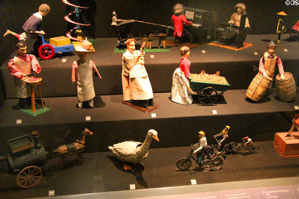 Collection of clockwork figures, toys & automatons at Arts et Metiers Museum. Paris, France.