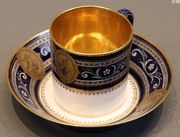 Sèvres porcelain litron cup & saucer (1882) at Arts et Metiers Museum. Paris, France.