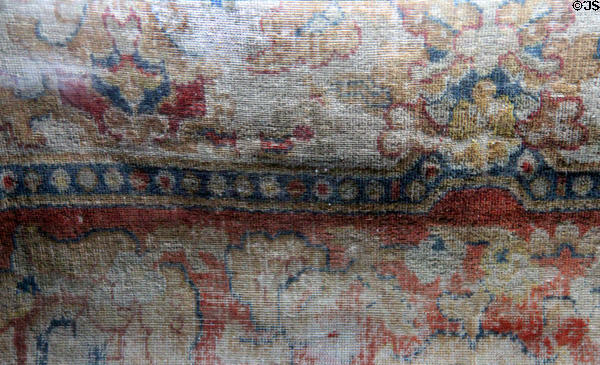 Woolen rug believed to have been found in Marie-Antoinette's cell at Conciergerie. Paris, France.