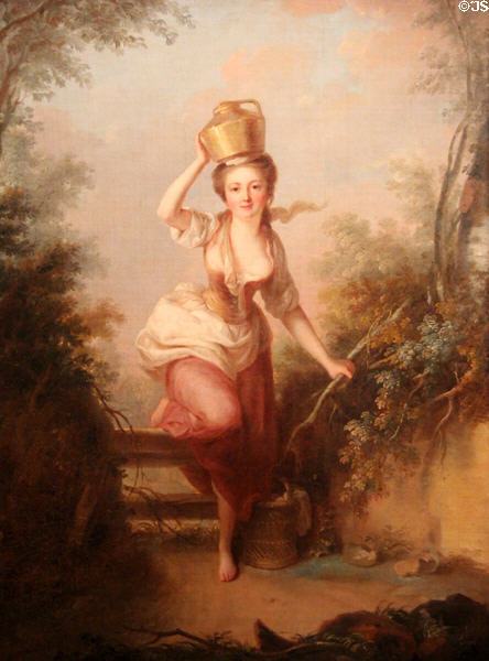 Milkmaid painting (18thC) by Jean-Baptiste Huet at Cognacq-Jay Museum. Paris, France.