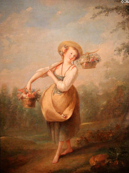 Flower seller painting (18thC) by Jean-Baptiste Huet at Cognacq-Jay Museum. Paris, France.