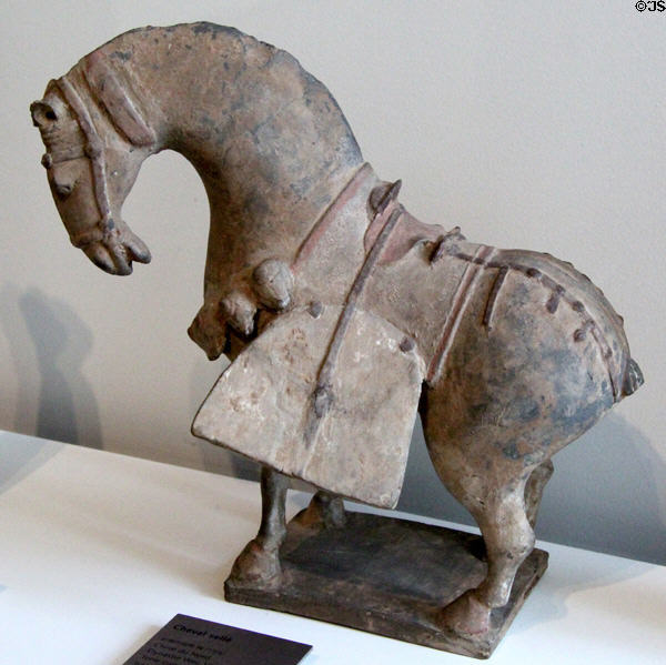 Chinese terra cotta horse (6thC CE - Wei dynasty) from northern China at Guimet Museum. Paris, France.
