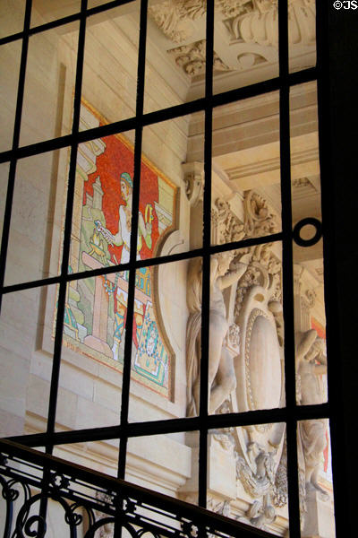 Murals through window at Grand Palais. Paris, France.