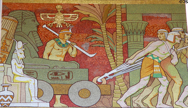 Mural of Egyptian ancient culture at Grand Palais. Paris, France.